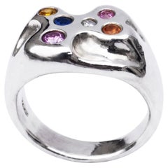 EROSION I Signet Ring in Recycled Sterling Silver and Moissanite by Allie Early