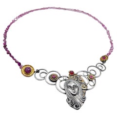 Halskette „Dreams“ aus Silber, Rubellit, Turmalinen und Gold von 6 Elements Studio