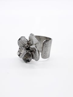 Hibiscus Bloom Band Ring in Fine Silver & Sterling Silver by 6 Elements Studio