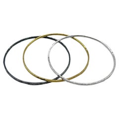 Set Of 3 Silver Bangles Trio, Earth, Air & Light by 6 Elements Studio