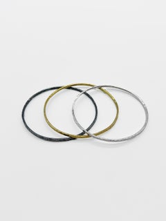 Set Of 3 Silver Bangles Trio, Earth, Air & Light by 6 Elements Studio