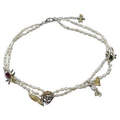 Soul Echoing Necklace in Silver, Pearls & Tourmaline by 6 Elements Studio