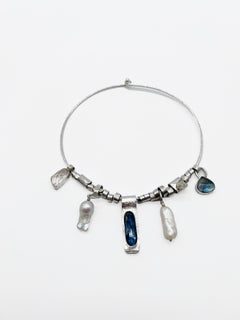 Whispering Tides Necklace in Silver & Various Gemstones by 6 Elements Studio