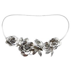 Whispers of the Wild Rose Hand-Sculpted Necklace in Silver by 6 Elements Studio