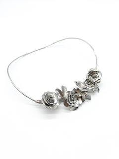 Whispers of the Wild Rose Hand-Sculpted Necklace in Silver by 6 Elements Studio