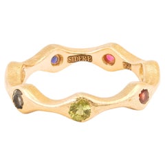 Rainbow Gems Wave Ring in 18K Yellow Gold & Sapphires by SIDERAE