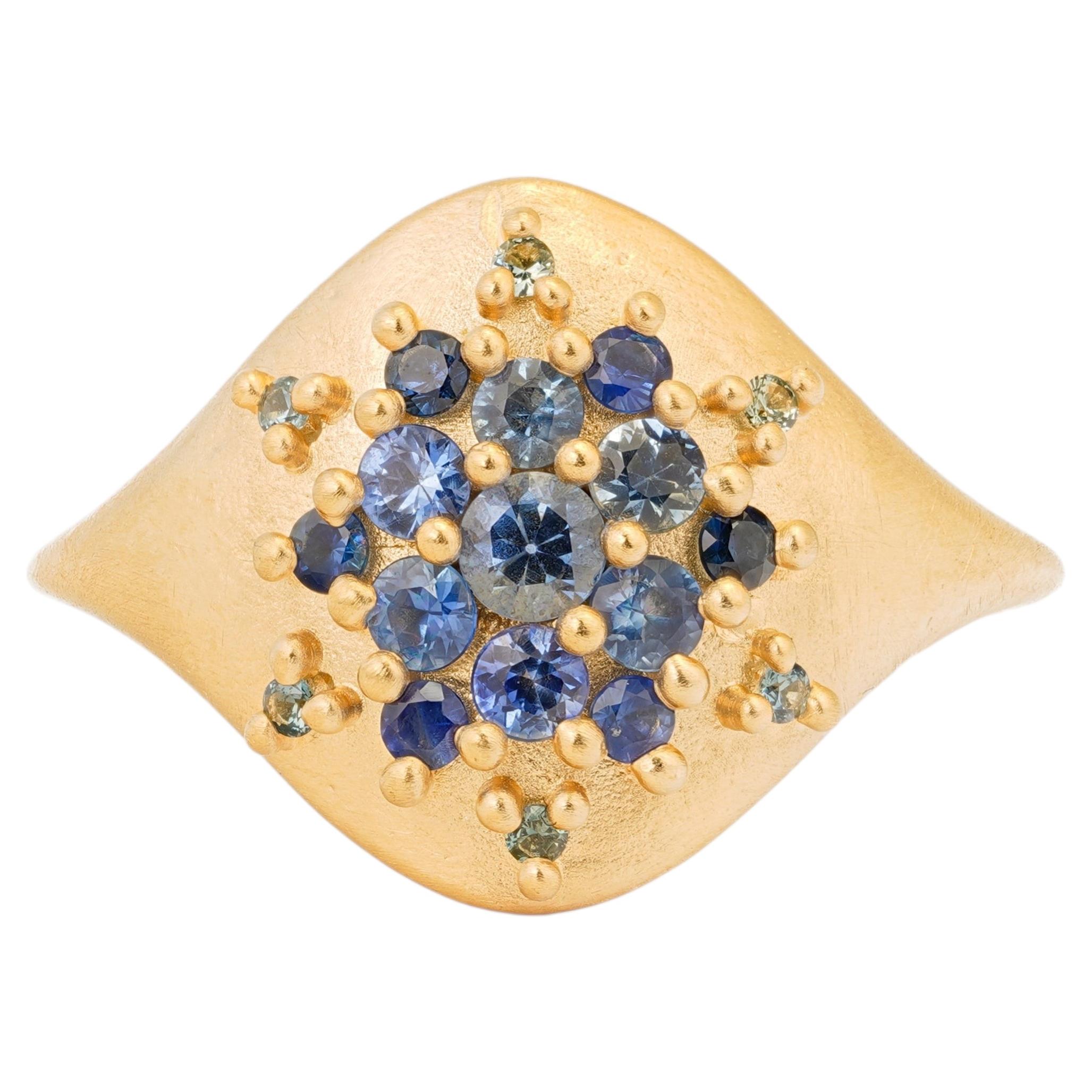 Supernova Dome Ring in 18K Yellow Gold & Sapphires by SIDERAE For Sale