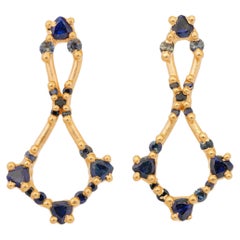Set Of 2 Atlas Earrings in 18K Yellow Gold & Sapphires by SIDERAE