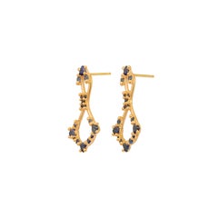 Set Of 2 Atlas Earrings in 18K Yellow Gold & Sapphires by SIDERAE