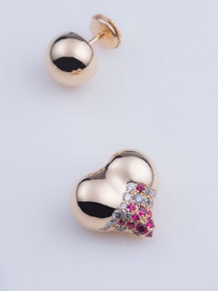 Lotus III Rouge Single Earring in 18K Yellow Gold & Diamonds by Minh Luong