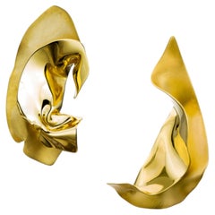 Set Of 2 Flamenco Flowers Unique Earrings in 18K Yellow Gold by Theodora D.