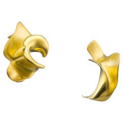 Set Of 2 Flamenco Flower Mini Unique Earrings in 18K Yellow Gold by Theodora D.