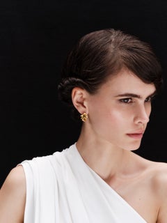 Set Of 2 Flamenco Flower Mini Unique Earrings in 18K Yellow Gold by Theodora D.