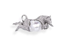 Taurus Brooch in 18K White Gold by Andre Marcha
