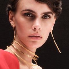 Set Of 2 Light Rainfall Unique Earrings in 18K Yellow Gold by Theodora D.