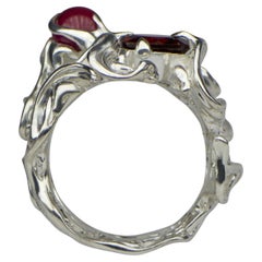 Unique Cosmos Chocolate Ring in Sterling Silver & Ruby by Itzel Flor Blancas