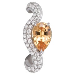 One of a Kind Wave Earring in 14k White Gold & Imperial Topaz by Isabel Delgado