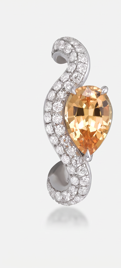 One of a Kind Wave Earring in 14k White Gold & Imperial Topaz by Isabel Delgado
