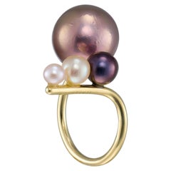 Sappho One of a Kind Ring in 18K Yellow Gold & Pearls by Theodora D.
