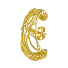 Set Of 2 Woven Stories Unique Earrings in 18K Yellow Gold by Theodora D.