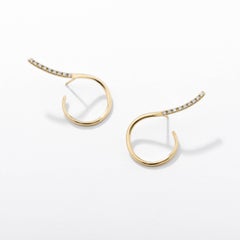 Set Of 2 Unique P Earrings in 18K Yellow Gold & Cut Diamonds by Theodora D.