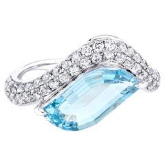 Maria One of a Kind Aquamarine Ring in 14K Gold and Diamonds by Isabel Delgado