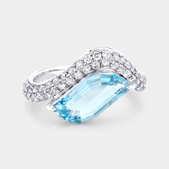 Maria One of a Kind Aquamarine Ring in 14K Gold and Diamonds by Isabel Delgado