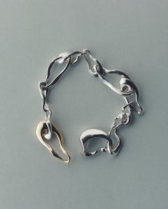 /641 Bracelet in Sterling Silver with Gold Hook by lott studio