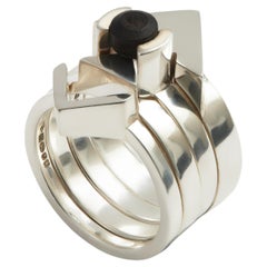 Rotonda 4 Part Ring Set in Sterling Silver & Ebony by Kathryn the Younger