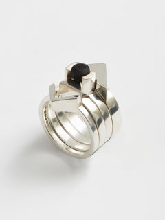 Rotonda 4 Part Ring Set in Sterling Silver & Ebony by Kathryn the Younger