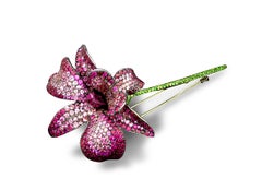 5.5’ Long Orchid Brooch in 18K Gold by Andre Marcha