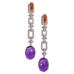 Ametrine Links Earrings in 18K White Gold by Andre Marcha