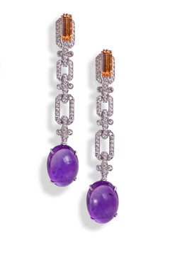 Ametrine Links Earrings in 18K White Gold by Andre Marcha