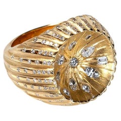 Concave Odd Gem Ring in 18K Brushed Yellow Gold by Andre Marcha