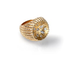 Concave Odd Gem Ring in 18K Brushed Yellow Gold by Andre Marcha
