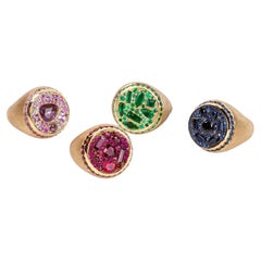 Odd Rings in 18K Brushed Yellow Gold by Andre Marcha