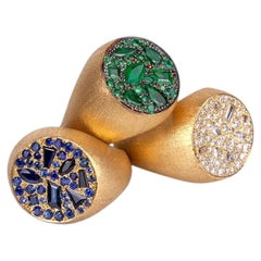 Small Odd Rings in 18K Brushed Yellow Gold by Andre Marcha