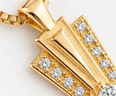 Nefertiti Necklace in White Diamond & 14K Yellow Gold by Unkiya