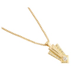 Nefertiti Necklace in White Diamond & 14K Yellow Gold by Unkiya