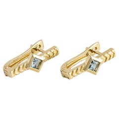 Boucles d'oreilles Saly en aigue-marine et or jaune 14 carats par Unkiya