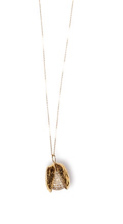 Diamond on Gold Pistachio Pendant in 18K Yellow Gold by Andre Marcha