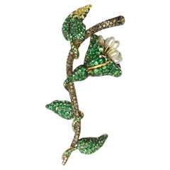 Bell Plant Brooch in 18K Yellow Gold by Andre Marcha