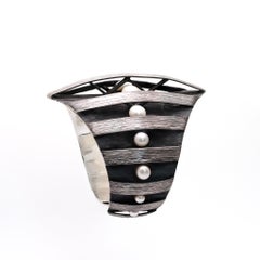 Cage of Pearls Bracelet in Sterling Silver, Freshwater Pearls by Mariella Pilato