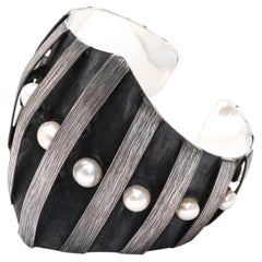 Cage of Pearls Bracelet in Sterling Silver, Freshwater Pearls by Mariella Pilato