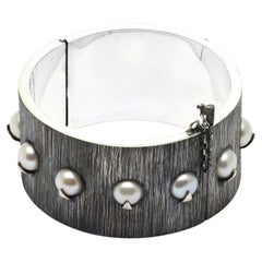 Captured Pearls Bracelet in Silver & Freshwater Pearls by Mariella Pilato
