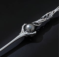 Celestial Trail Bracelet & Pin in Silver with Tahitian Pearl by Binadi Studio