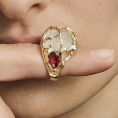 Dome Ring in 14K Yellow Gold, Diamonds and Tourmaline by Binadi Studio