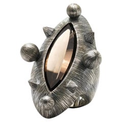Constellation Ring in Sterling Silver & Smoky Quartz by Mariella Pilato