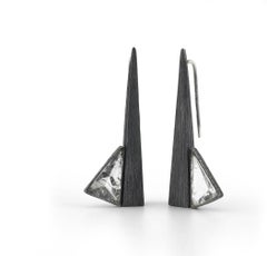 Gate Earrings in Sterling Silver & Crystal Triangles by Mariella Pilato
