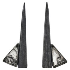 Gate Earrings in Sterling Silver & Crystal Triangles by Mariella Pilato